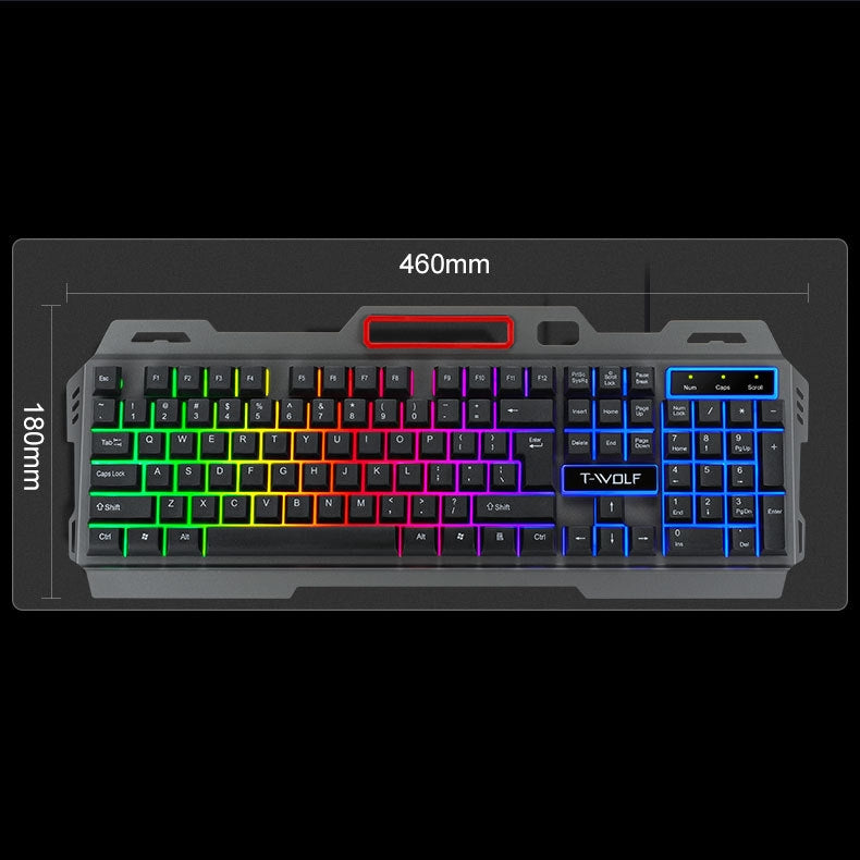 Durable Metal Panel Spill Resistant Wired 104 Keys Gaming Keyboard with Colorful Backlit for Windows